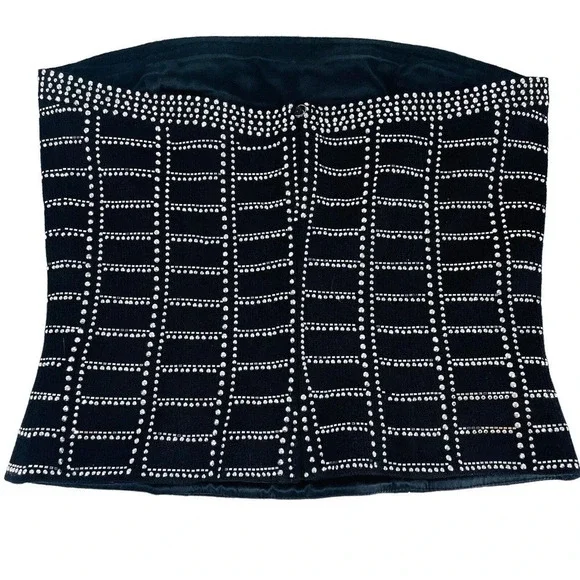 St John Evening Knit Jewels Strapless Top Back Zip Medium - Picture 5 of 9